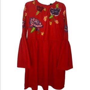 ASOS | Red Floral Ruffle Mini Length Dress sz 0